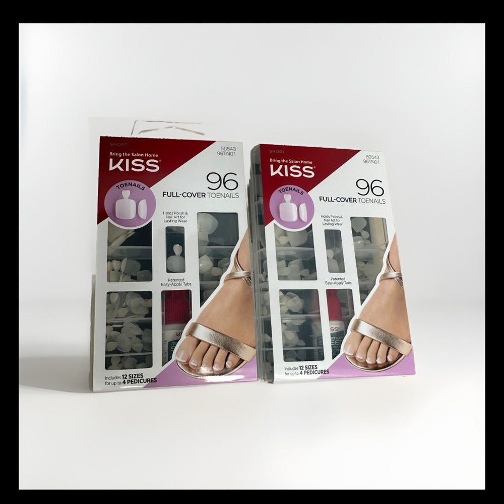 (2) Kiss Full-Cover Toenails New In Packaging 96 Toenails 50543 96TN01